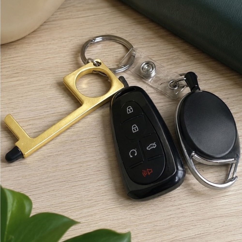 No Touch Door Opener Tool Stylus‎ Keychain Retractable Carabiner Gold Black J-01
